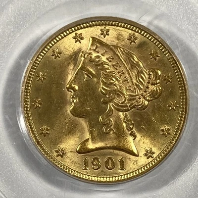 1901-S Liberty Gold Half Eagle $5. PCGS MS 63. .24187oz AGW - Image 1 of 4