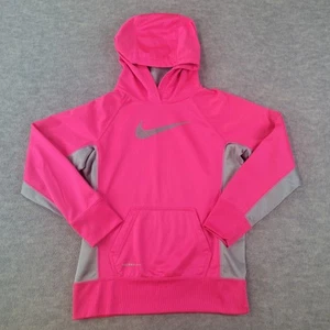 Nike Hoodie Sweatshirt Neon Pink Therma Fit Warm Swoosh Logo Youth Size M - Picture 1 of 13
