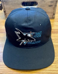 Vintage 90s San Jose Sharks NHL Twins Enterprise Snapback Hat Cap Black OSFA - Picture 1 of 8