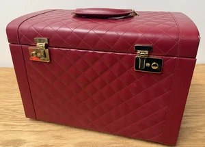 WOLF Large Quilted Jewelry Box Red FRONTGATE - Picture 1 of 19