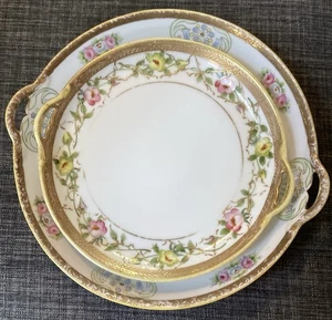 2 platos antiguos de porcelana Nippon pintados a mano - Imagen 1 de 11