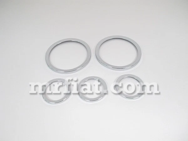 Fiat 124 Spider Instrumento Cromo Metal Anillo Juego 5 Piezas OEM Nuevo Foto 1 de 1