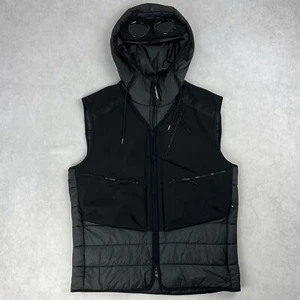 CP Company Mixed Soft Shell Goggle Puffer Gilet Black Coat Large Jacket 2265 - Picture 1 of 5