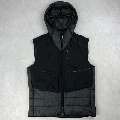 CP Company Mixed Soft Shell Goggle Puffer Gilet Black Coat Large Jacket 2265 - Image 1 of 4