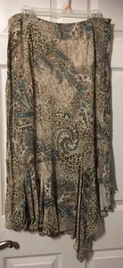 Bentley Arbuckle women's skirt Paisley multi tan teal brown sz 12 asymmetrical - Picture 1 of 4
