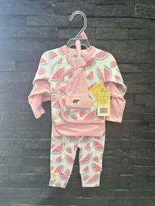 NWT Monica + Andy Organic Cotton 4 Piece Baby Girl Clothes Pink White 0-3 Months - Picture 1 of 4