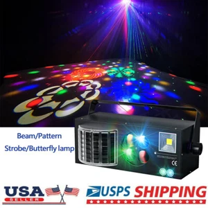 RGB Stage LED Laser Light Pattern Projector Strobe Beam Lighting Disco dj Light - Picture 1 of 8