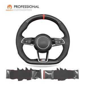 MEWANT Custom Suede Carbon Fibe Steering Wheel Cover Wrap for Audi TT RS R8 TTS - Bild 1 von 11