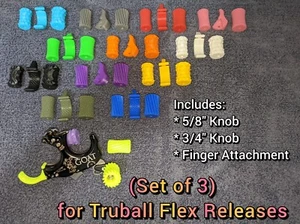 * (Set of 3) Button Knobs & Ring Finger Flex * TruBall Releases - Goat HBC Abyss - Picture 1 of 13