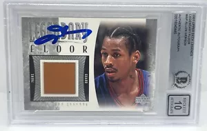 Allen Iverson 2001 Oberdeck legendärer Boden #AIF signierte Karte Beckett Auto 10 - Bild 1 von 5