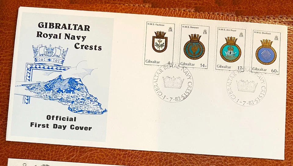 ROYAL NAVY CRESTS.GIBRALTAR. Vintage Post Cover OFFICIAL FIRST DAY COVER. - Image 1 of 1
