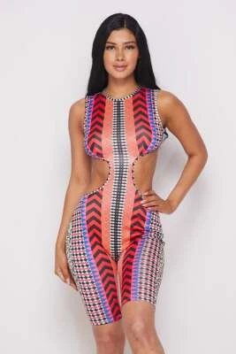 Womens Sleeveless Printed Romper Bodycon Playsuit Shorts Activewear - Изображение 1 из 3