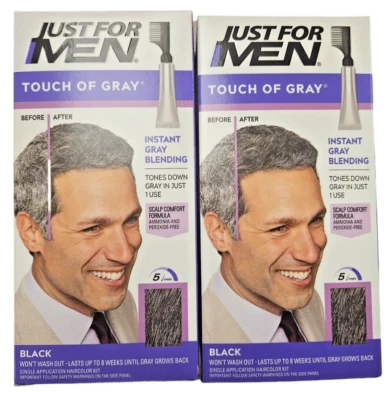 Peine Just For Men TOUCH OF GRAY T-55 NEGRO en color de cabello (2 cajas) Foto 1 de 3