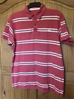 Weird Fish Mens Polo Shirt Tshirt Top Size Large Pink White Striped Short Sleeve