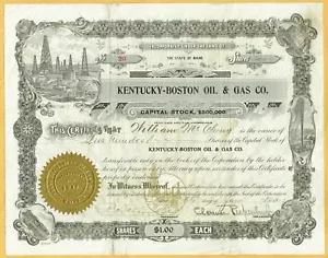 1917 KENTUCKY-BOSTON OIL & GAS COMPANY, KITTERY MAINE STOCK - Picture 1 of 2