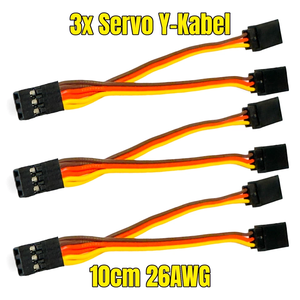 ✅ 3x 10cm Y V Servokabel Y-Kabel Servo Verlängerung Verteiler für JR Graupner RC - Bild 1 von 4