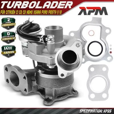 Turbolader für Citroën C1 C2 C3 Nemo Xsara Ford Fiesta V VI Peugeot 206 207 1.4L - Bild 1 von 4