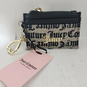 Cartera delgada para tarjetas de crédito Juicy Couture de cuero sintético y lona... Nueva - Imagen 1 de 10