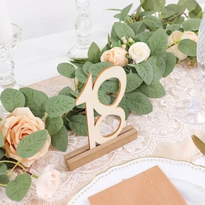 20 Natural 6 in Wood 1-20 TABLE NUMBERS Signs Set Rectangular Base Party Events - Picture 1 of 9