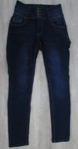 Pantalones de mezclilla elásticos ajustados lavados azul oscuro de BAMBOO JEANS - Talla 7 - Imagen 1 de 6