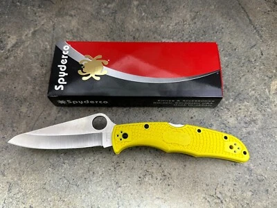 Cuchillo Plegable Spyderco Pacific Salt 2 C91PYL2 Borde Liso H-2 Hoja de Acero Amarillo Foto 1 de 3