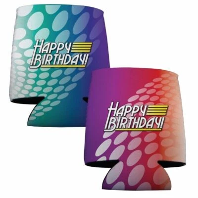 Birthday Party Dots Can Cooler Set - 2 Designs - Set of 6 - FREE SHIPPING - Image 1 of 3