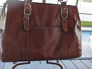 Fossil Vintage Brown Leather Briefcase Laptop/Satchel/Tote Bag-See Description 