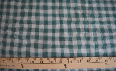 HOMESPUN  1/2" CHECKS GREEN  & TAN  100% COTTON FABRIC   BY THE YARD - Image 1 of 2