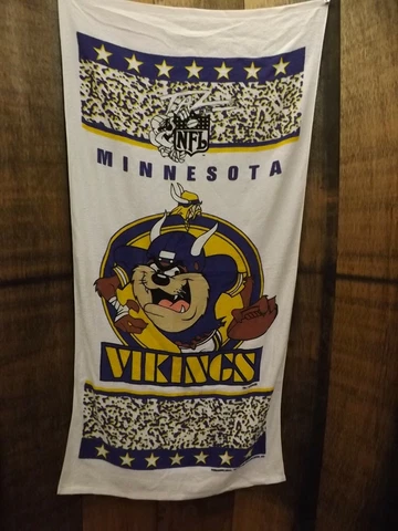 Vtg 1992 Unused? Minnesota Vikings Football Tasmanian Devil 31.5x60 Beach Towel Cover