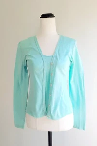 Camiseta sin mangas y cárdigan Kookai vintage talla 2/1 Aus 12/10 verde menta Twinset - Imagen 1 de 11