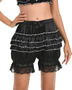Satini Sissy Ruffled Victorian Lolita Bloomer Shorts Pumpkin Pantaloon Bottoms - Picture 1 of 31