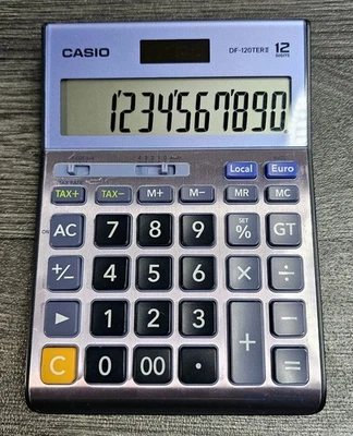 Casio Calculator DF-120TER  12 Digit Euro & Tax Two Way Power  - Image 1 of 4