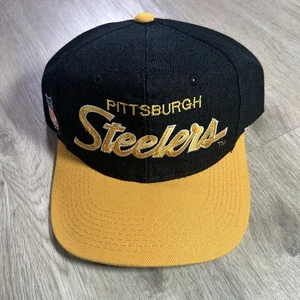 VTG Sports Specialties Pittsburgh Steelers Script Snapback Hat NFL Black Wool - Picture 1 of 10