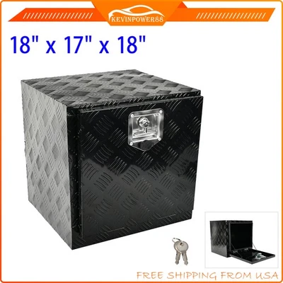 18"x17x18“ inch Black Aluminum Underbody Tool Box Truck Bed Trailer Storage+Lock - Image 1 of 4
