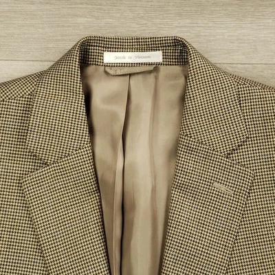 Casaco esportivo masculino Lauren Ralph Lauren 48R Houndstooth 2 BTN ventilação única marrom azul - Imagem 1 de 4