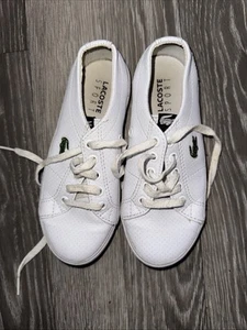Lacoste Kids Trainers Size 10 EU White Lace Up Leather - Picture 1 of 12