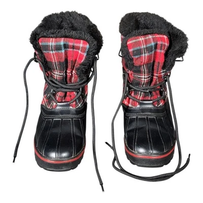 Botas de pato Bass Skeeter para mujer rojas a cuadros de piel sintética talla 7M impermeables invierno nieve Foto 1 de 4