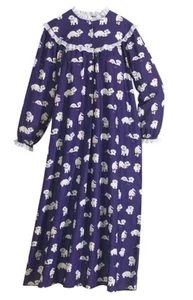 Lanz of Salzburg Puppy Love Size X-Small 100% Cotton Flannel Navy Nightgown - Picture 1 of 10
