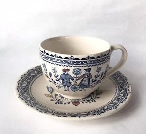 Staffordshire Johnson Bros Old Granite Hearts & Flowers Cup & Saucer Set England - Picture 1 of 10