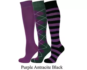 Mysocks Unisexe Hauteur Genou Argile, Uni, Motif Rayure Combinaison 3 Paire - Picture 1 of 6