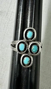 Anillo Turquesa Ojo de Serpiente Punto Pequeño Plata Esterlina Zuni De Colección (RD2) - Imagen 1 de 18