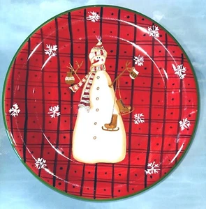 Snow Mates by Noble Excellence Christmas Holiday Plates Snowman and Snowflakes - Picture 1 of 8