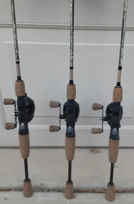 LOT OF 3 PROFISHIENCY CAMO SPINCAST MICRO REEL 6-FOOT / 2-PIECE ROD  MED HEAVY - Image 1 of 4