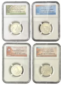 2014 S SILVER 25C America National Treasures PF 69 ULTRA CAMEO (4 Coins) - Picture 1 of 9