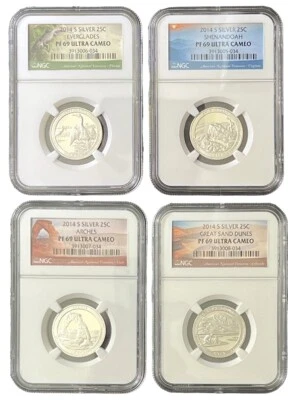 2014 S SILVER 25C America National Treasures PF 69 ULTRA CAMEO (4 Coins) - Image 1 of 4