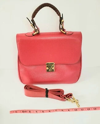 Bandolera/bolso de mano BELLINI ITALY de cuero rojo herrajes dorados Foto 1 de 4