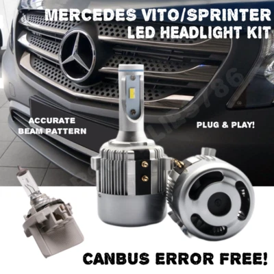 2X H7 LED HEADLIGHT KIT 72W CANBUS ERROR FREE WHITE MERCEDES SPRINTER VITO  - Image 1 of 3