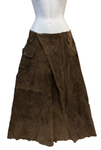 ☆ Skotts washable suede leather long flared skirt asymmetrical closure size 6 - Picture 1 of 24