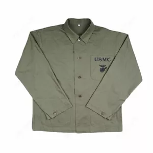 WW2 WWII US GREEN USMC HBT Army Field Coat Jacket Marked US Collection Size L - Picture 1 of 4