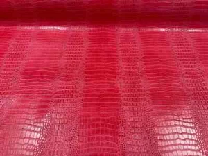 Crocodile Vinyl Fabric - Hot Pink Faux Crocodile Skin Vinyl Fabric Sold By Yard - Picture 1 of 3